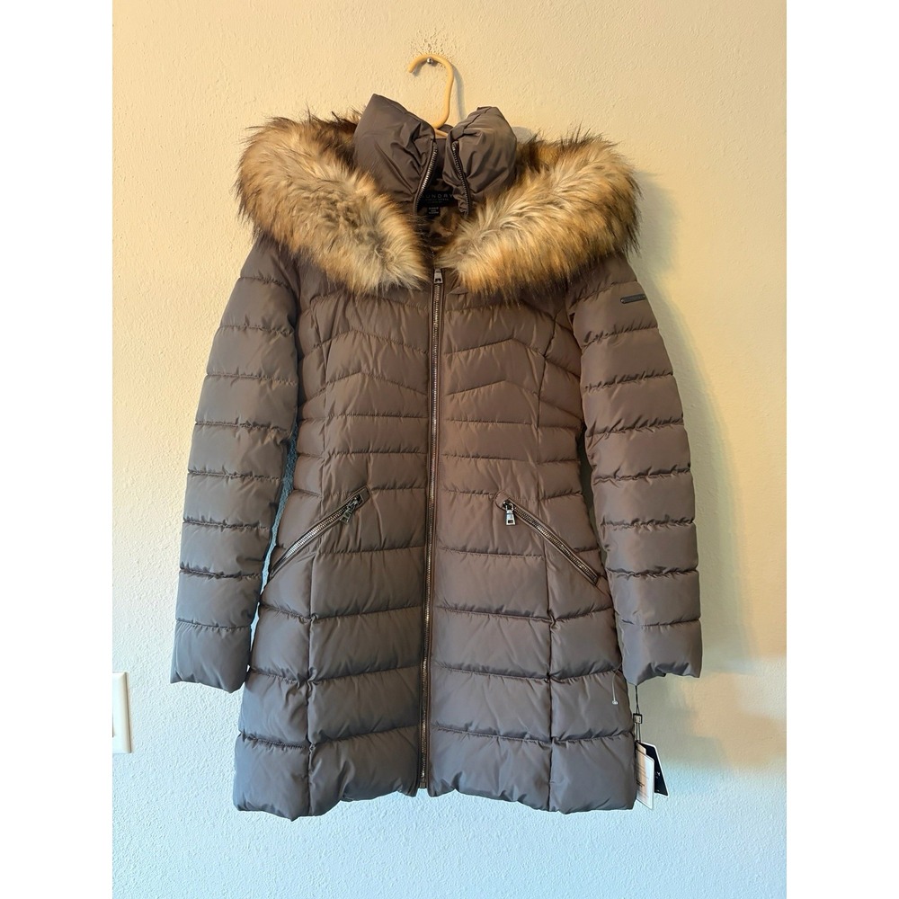 Laundry by Shelli Segal Black Winter Puffer Coat Faux Fur Hood XS NWT $315